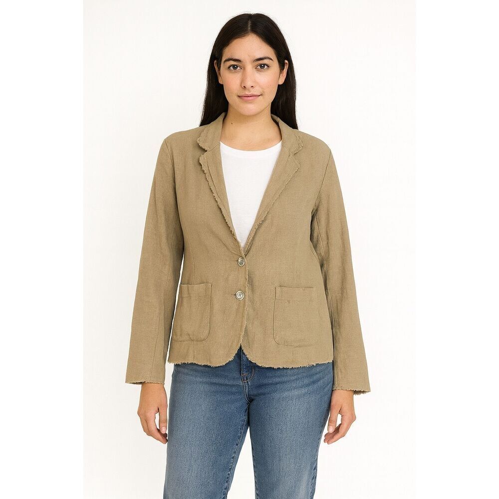 Cut Loose linen cotton frayed detail blazer small